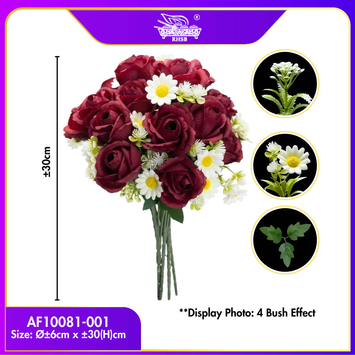 Artificial Rose Daisy 30cm | Bunga Rose Mawar AF10081