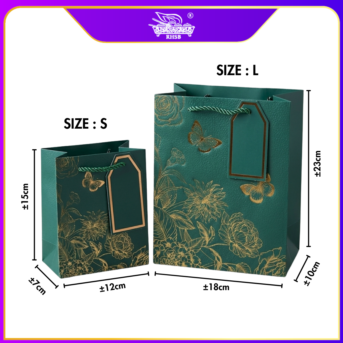 GOLD STAMP EMBOSSED PAPER BAG/MULTIFUNCTION PAPER BAG WITH HANDLE/ BEG JAMUAN/ WEDDING GOODIES BAG/ VIP GIVEAWAYS PB3225