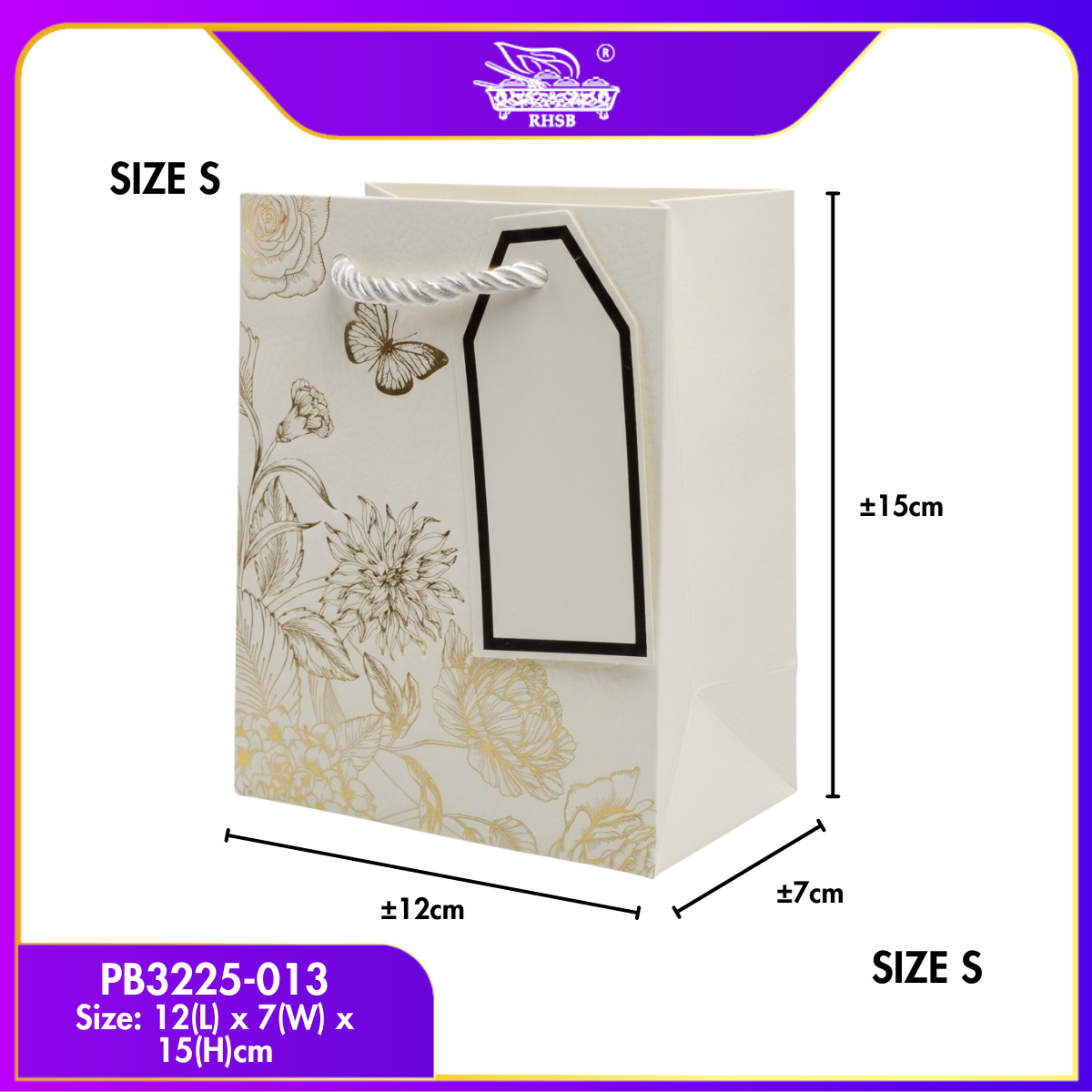 GOLD STAMP EMBOSSED PAPER BAG/MULTIFUNCTION PAPER BAG WITH HANDLE/ BEG JAMUAN/ WEDDING GOODIES BAG/ VIP GIVEAWAYS PB3225