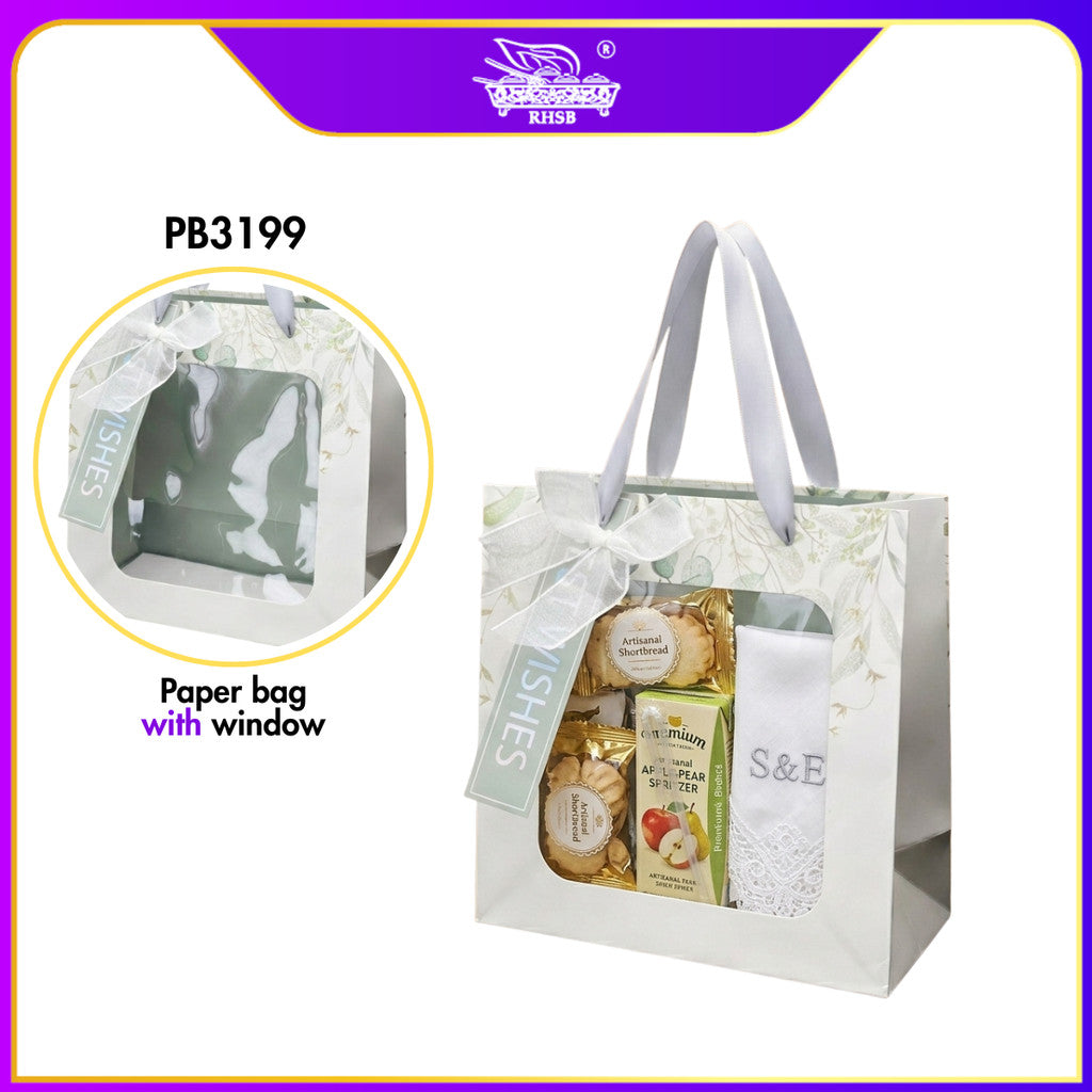 [1PC] Paper Bag Tingkap Transparent Putih | Beg Kertas Tingkap | Doorgift Kahwin Hantaran Jamuan PB3199