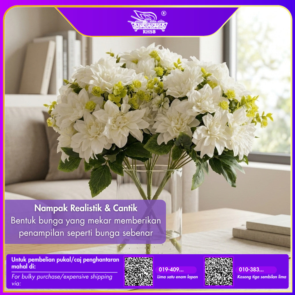 [1 PC]Artificial Dahlia Flower 6 Head / Bunga Hiasan Gubahan Dulang Hantaran / Wedding Decor AF1946