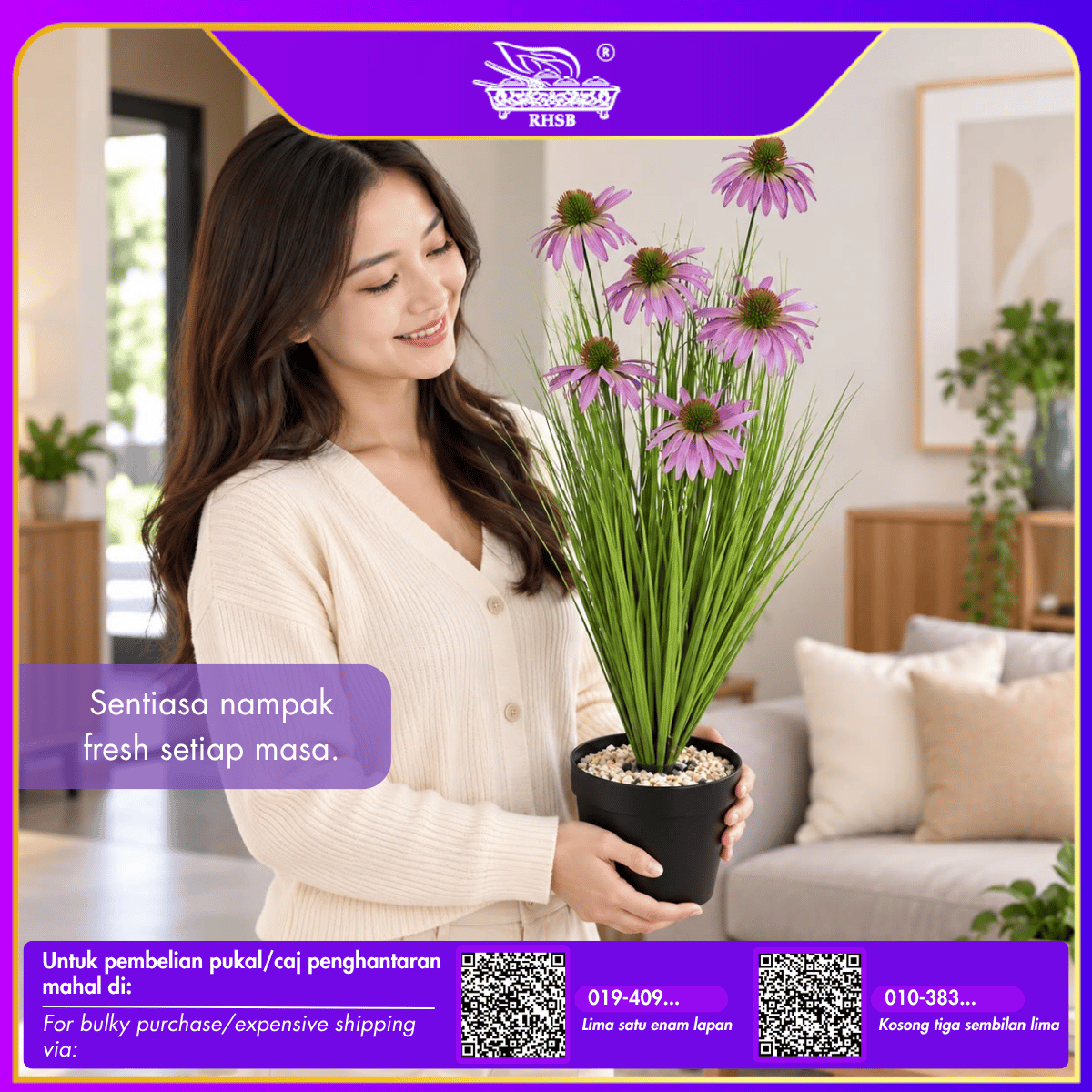[1PC] Pokok Hiasan Daisy Tiruan 82cm |Artificial Flower with Faux Grass |Pokok Hiasan Rumah | Indoor Outdoor Decoration Plant PLANT1959