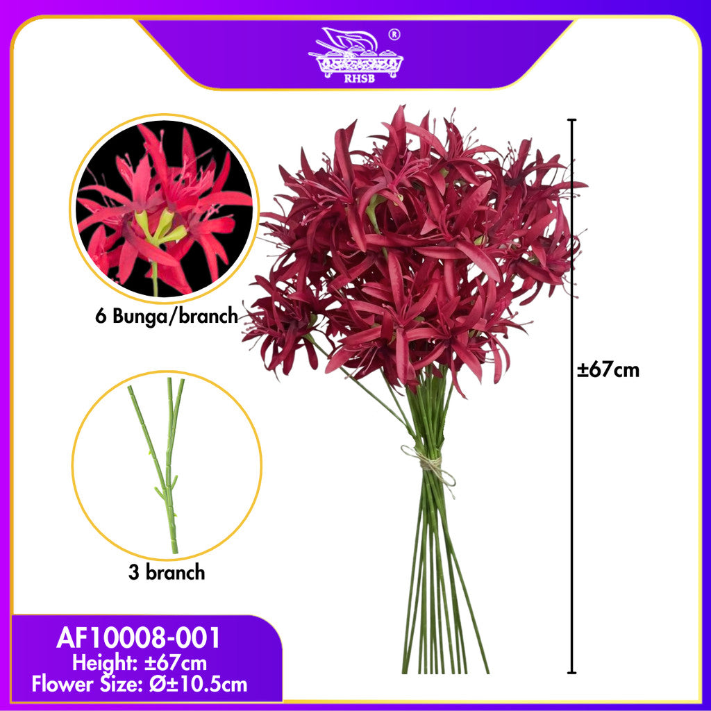 [1 PC] 3 Heads Spider Lily Artificial Flower 67CM | Bunga Palsu Hiasan Rumah Wedding Deco AF10008