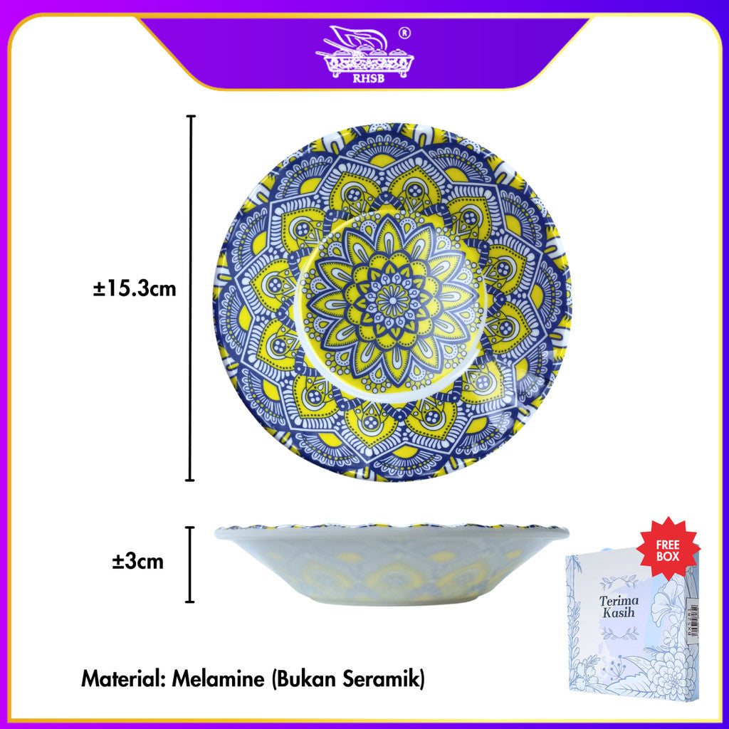 [10 SET]  6 Inch Bohemian Melamine Plate + Free Box | Doorgift Kahwin Premium | Hadiah Tetamu Unik Eksklusif GF6404