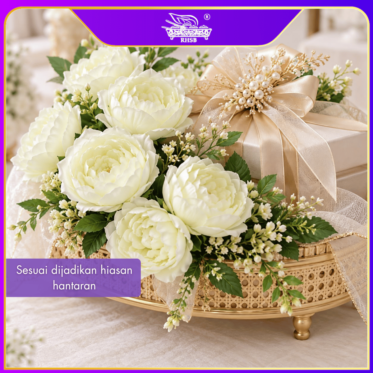 [1PC] Artificial Peony Bouquet 5 Heads | Bunga Peony Tiruan Jumbo | Home, Office & Wedding Floral Decor AF10035