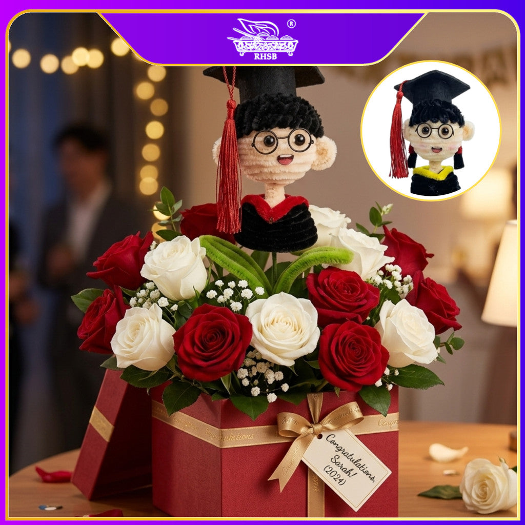 [1PC] Patung Convo Kawat Bulu 34CM | Handmade Graduation Doll Lelaki & Perempuan Aesthetic Gift AF10014
