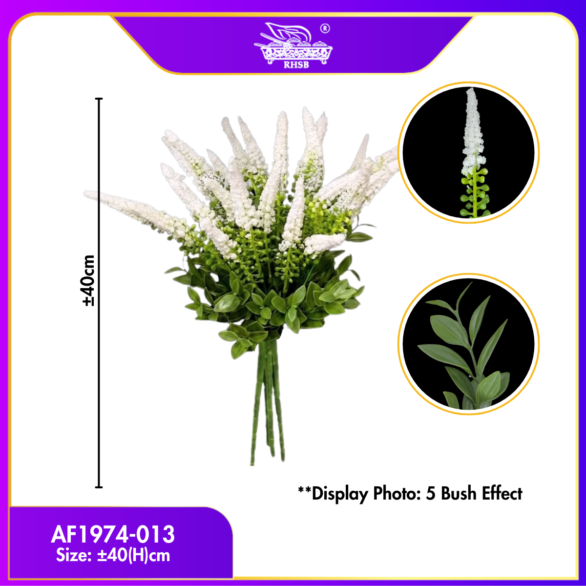[1 PC] Artificial White Lavender Leaf | Bunga Lavender Putih | Bridal Bouquet / Bunga Hiasan / Home Decoration