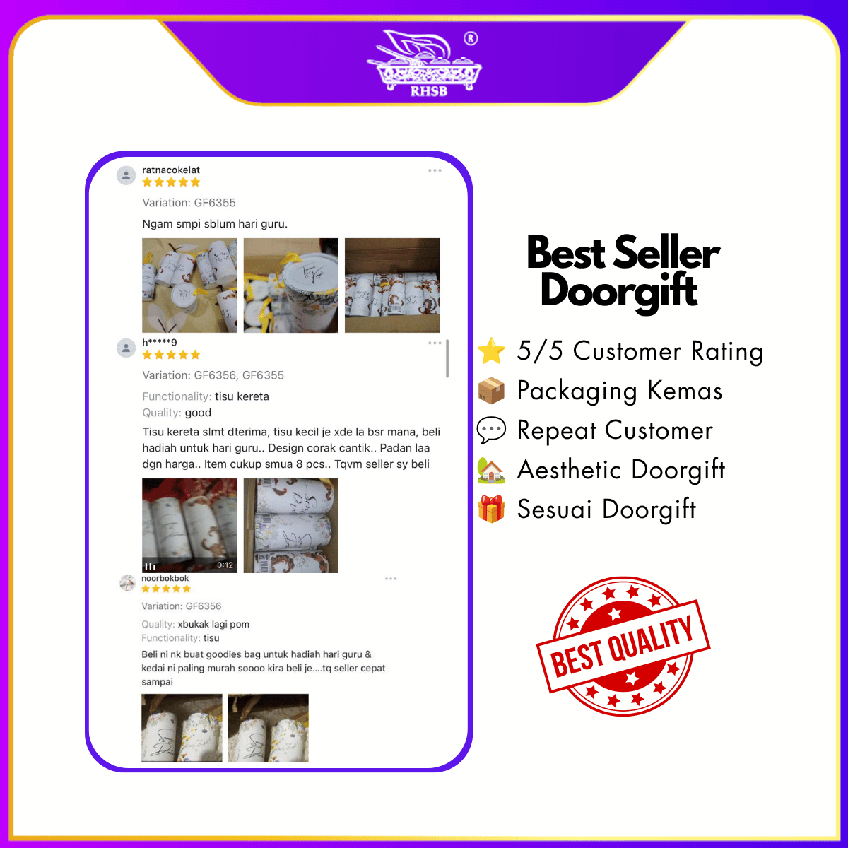 [10 PCS] Doorgift Tisu Eksklusif Kahwin Gold Silver Foil | Premium Wedding Souvenir | Gift Box Tisu | Goodies Gift Murah GF69429-GF6434