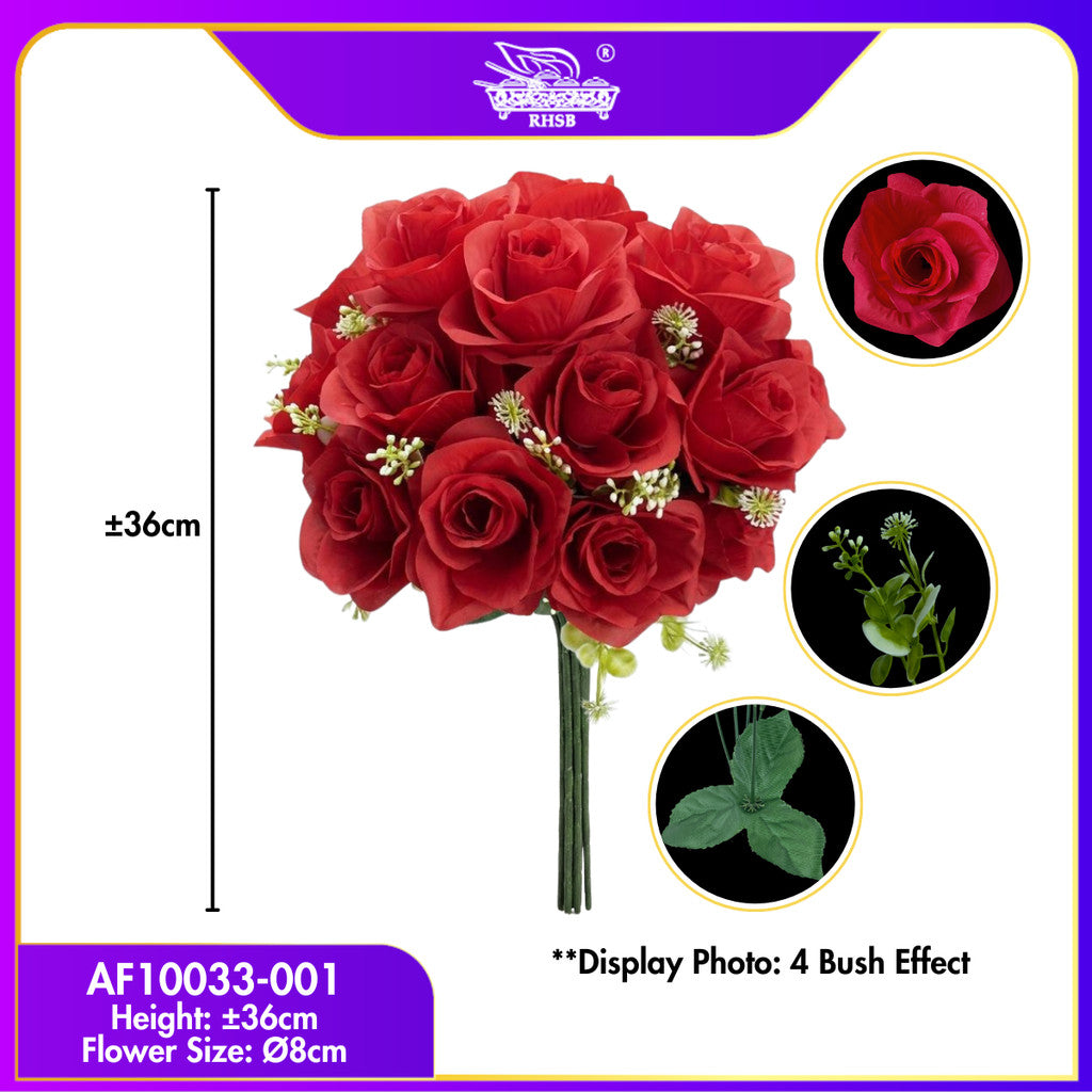 [1 PC] 37cm | Bunga Rose Tiruan 5Kuntum |Bunga Hiasan Rumah |Gubahan Hantaran |Artificial Rose Bouquet for Home & Wedding Decor AF10033