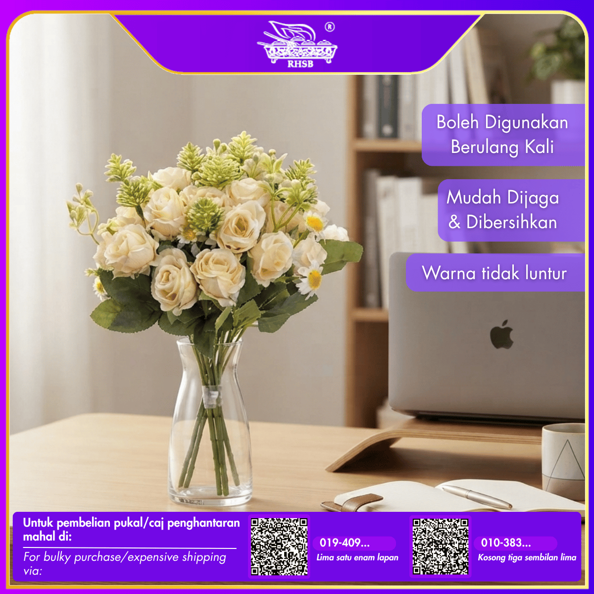 [1 PC] Camelia Rose | Vintage Rose | Artificial Rose | Bunga Rose | Bunga Hiasan | Artificial Flower | AF1971