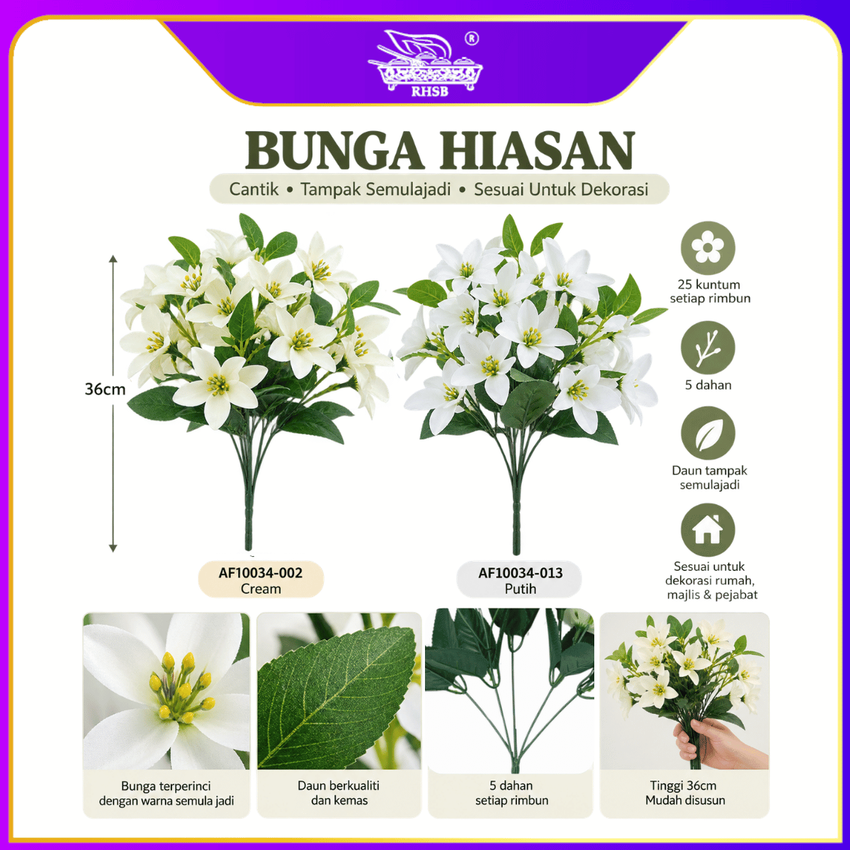 [1 PC] Bunga Kemuning Muraya Orange Jasmine Tiruan 5 Kepala | Bunga Hiasan Pelamin, Hantaran, Tunang & Dekorasi Rumah AF10034