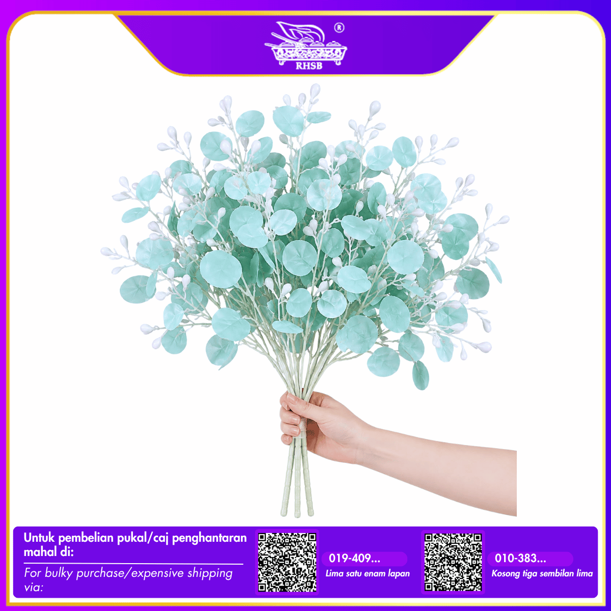 [1PC] Artificial Eucalyptus Branch Money Leaf | Faux Flower | Wedding Party Decor LF4602