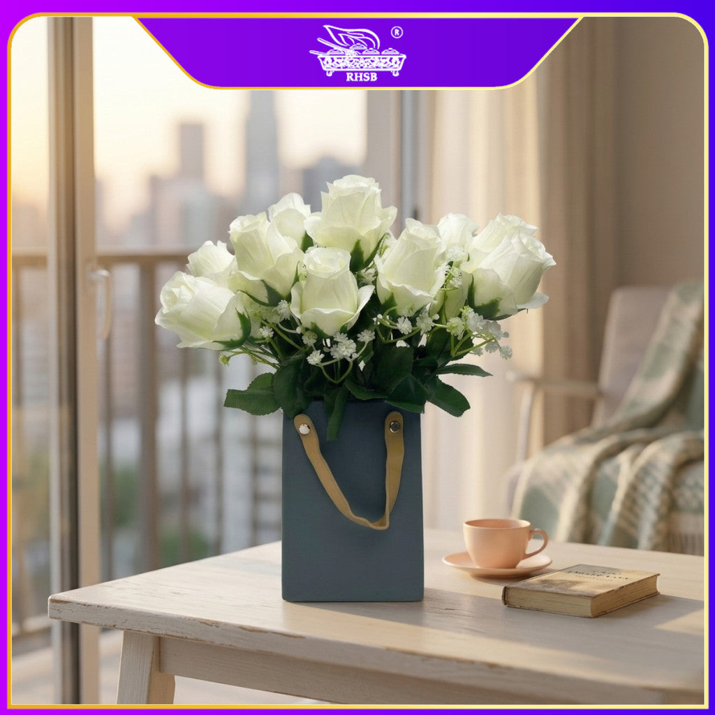 [1PC] Rosebud Artificial Flower | Bunga Ros | 5 Heads | Silk Flower Bouquet | Party | Wedding | Home Decoration AF10036