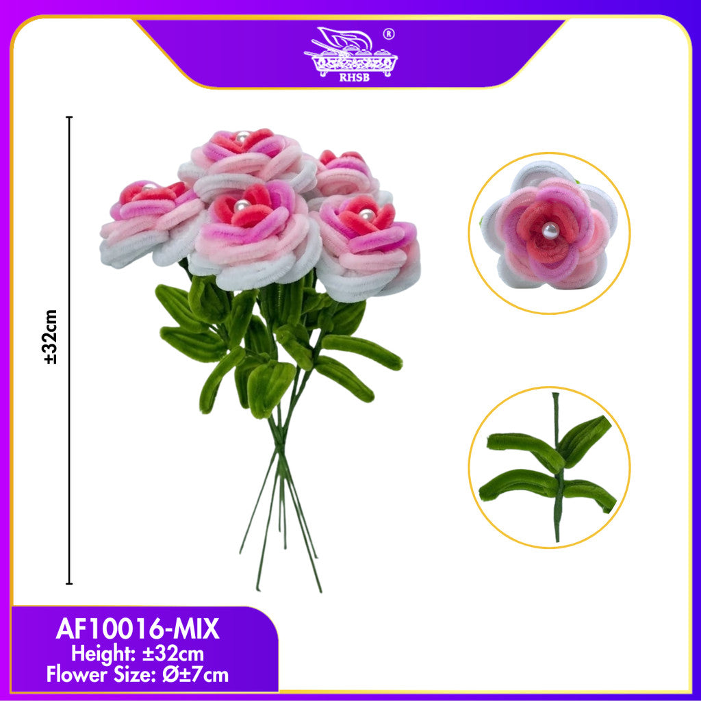 [1 PC] Bunga Rose Kawat Bulu Handmade | Bouquet Pipe Cleaner Aesthetic Hadiah Graduation Birthday AF10016