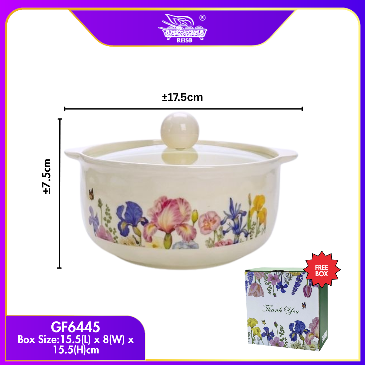 [1 PC] Doorgift Mangkuk Ramen Ceramic Dengan Penutup & Pemegang | Cute Bowl Mangkuk Mee Sup Maggie Noodle Microwave Safe GF6445-GF6447