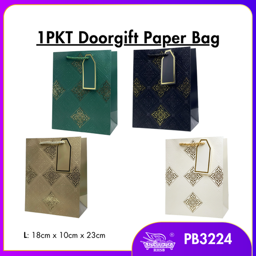 [P10P] PREMIUM  GOLD HOTSTAMPING PAPER BAG / GOODIES BAG / BEG JAMUAN / WEDDING GIFT BAG / DOORGIFT / PB3224