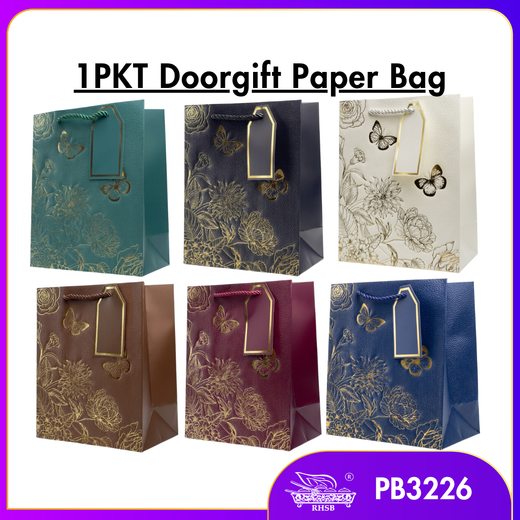 [P10P] GOLD STAMP EMBOSSED PAPER BAG/MULTIFUNCTION PAPER BAG WITH HANDLE/ BEG JAMUAN/ WEDDING GOODIES BAG/ VIP GIVEAWAYS PB3226