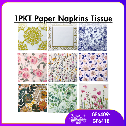[P20P] Doorgift Majlis & Kenduri | Tisu Decoupage Premium 20pcs/Pek | Napkin Floral | DIY Hiasan Kraf GF6409-GF6418