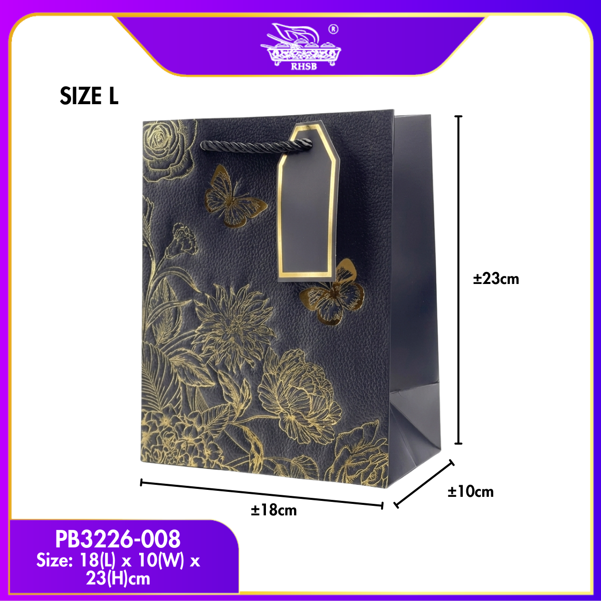 [P10P] GOLD STAMP EMBOSSED PAPER BAG/MULTIFUNCTION PAPER BAG WITH HANDLE/ BEG JAMUAN/ WEDDING GOODIES BAG/ VIP GIVEAWAYS PB3226