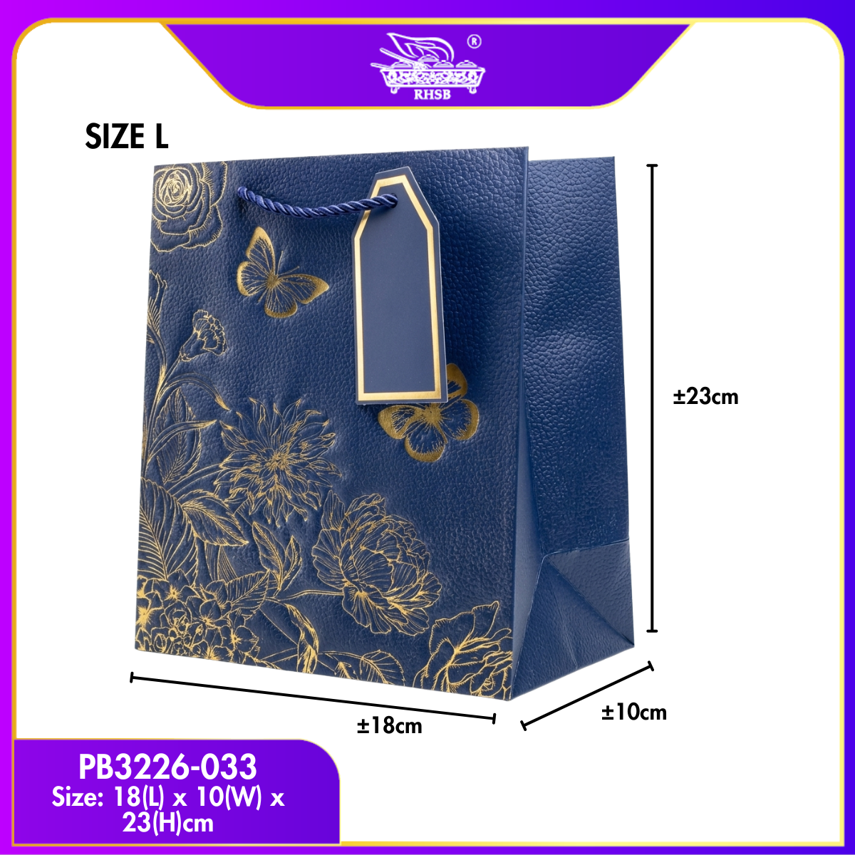[P10P] GOLD STAMP EMBOSSED PAPER BAG/MULTIFUNCTION PAPER BAG WITH HANDLE/ BEG JAMUAN/ WEDDING GOODIES BAG/ VIP GIVEAWAYS PB3226