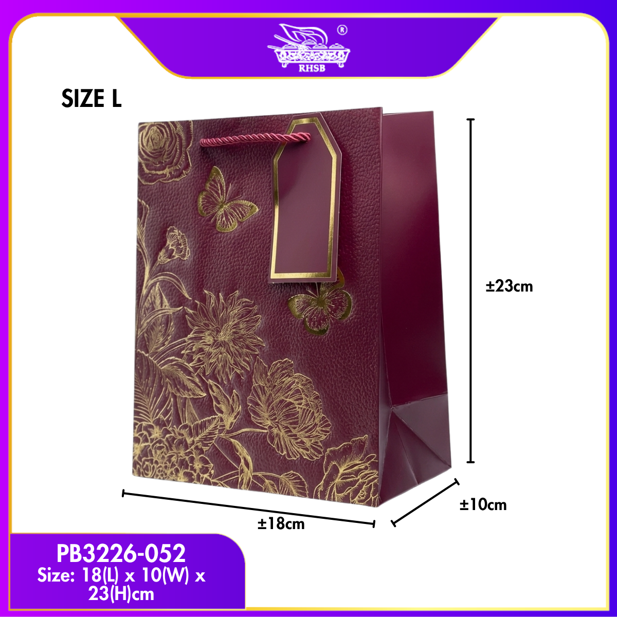 [P10P] GOLD STAMP EMBOSSED PAPER BAG/MULTIFUNCTION PAPER BAG WITH HANDLE/ BEG JAMUAN/ WEDDING GOODIES BAG/ VIP GIVEAWAYS PB3226
