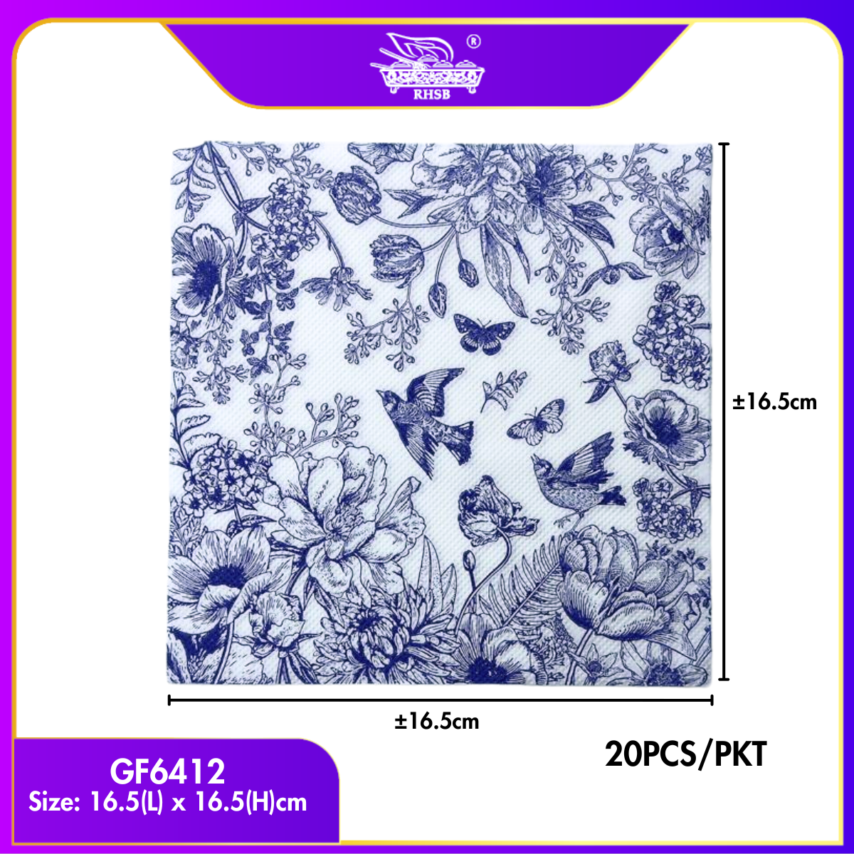 [P20P] Doorgift Majlis & Kenduri | Tisu Decoupage Premium 20pcs/Pek | Napkin Floral | DIY Hiasan Kraf GF6409-GF6418
