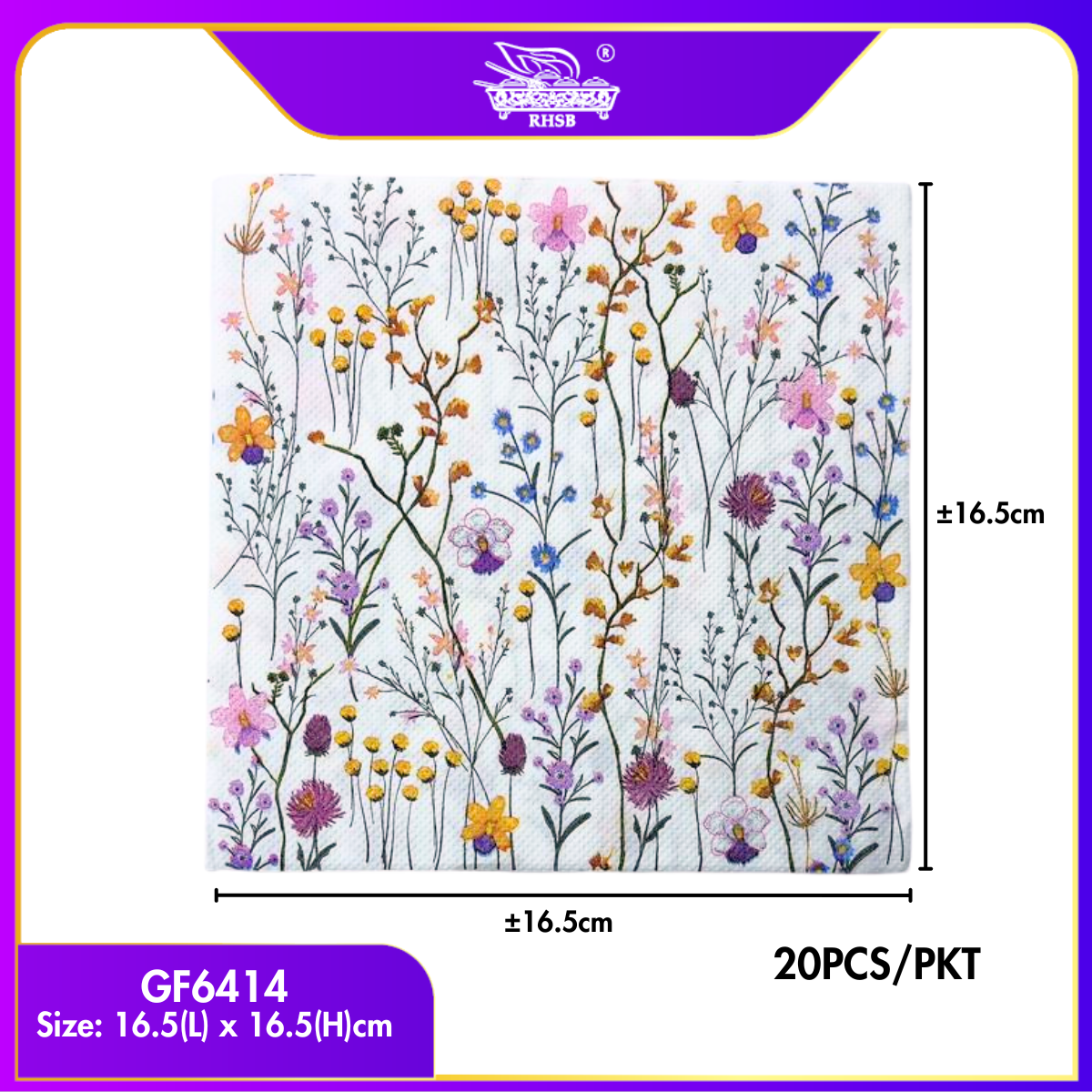[P20P] Doorgift Majlis & Kenduri | Tisu Decoupage Premium 20pcs/Pek | Napkin Floral | DIY Hiasan Kraf GF6409-GF6418