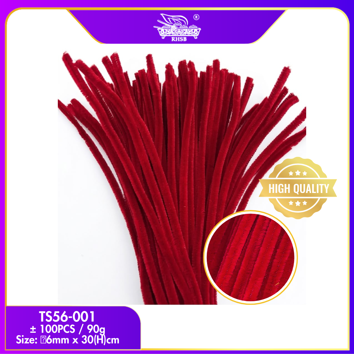 [100 PCS] COLORFUL CHENILLE STEMS/ PIPE CLEANER/ ASSORTED COLOURS ART AND CRAFT/ DAWAI BERBULU 6MM/ TINSEL STEM TS56
