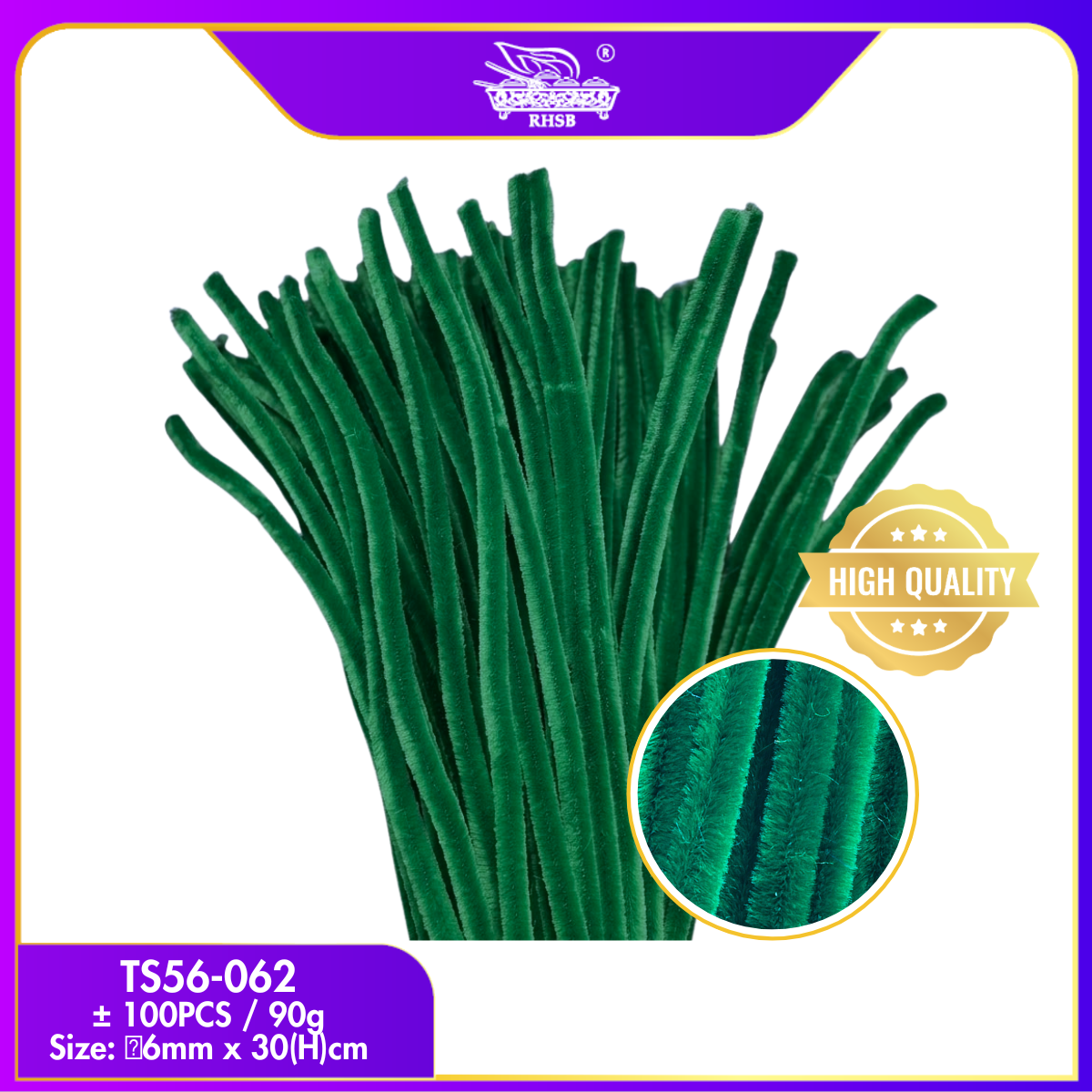 [100 PCS] COLORFUL CHENILLE STEMS/ PIPE CLEANER/ ASSORTED COLOURS ART AND CRAFT/ DAWAI BERBULU 6MM/ TINSEL STEM TS56