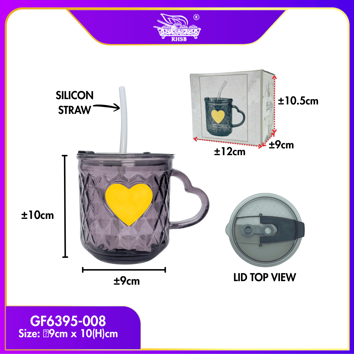 [1 PC]  Doorgift Kahwin Mug Kaca Premium | Cawan Kaca Elegant Gift Tetamu Kenduri Nikah GF6395