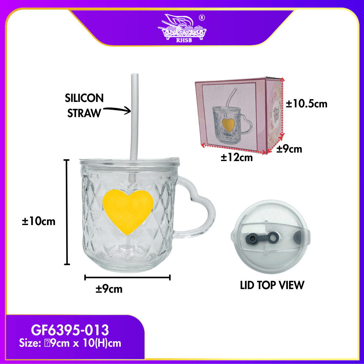 [1 PC]  Doorgift Kahwin Mug Kaca Premium | Cawan Kaca Elegant Gift Tetamu Kenduri Nikah GF6395