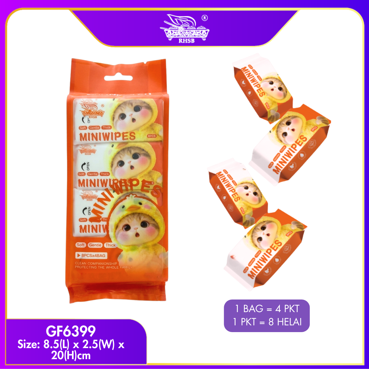 [1 PKT] Mini Wet Tissue Tisu Basah Doorgift Kenduri | Souvenir Kahwin Premium Travel Size