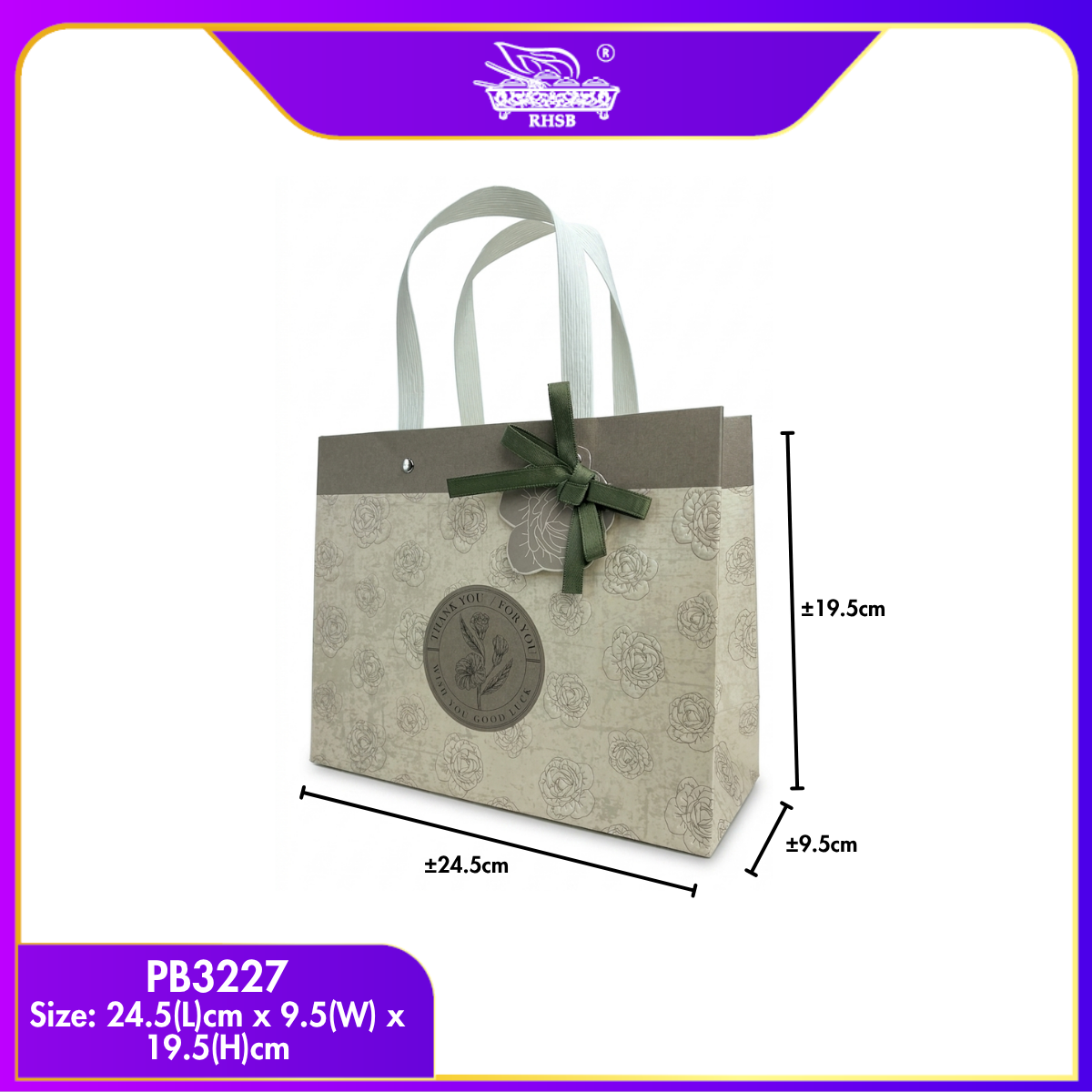 [1PC] Beg Kertas Premium Special Thanks Ribbon Handle Bag PB3196-PB3198