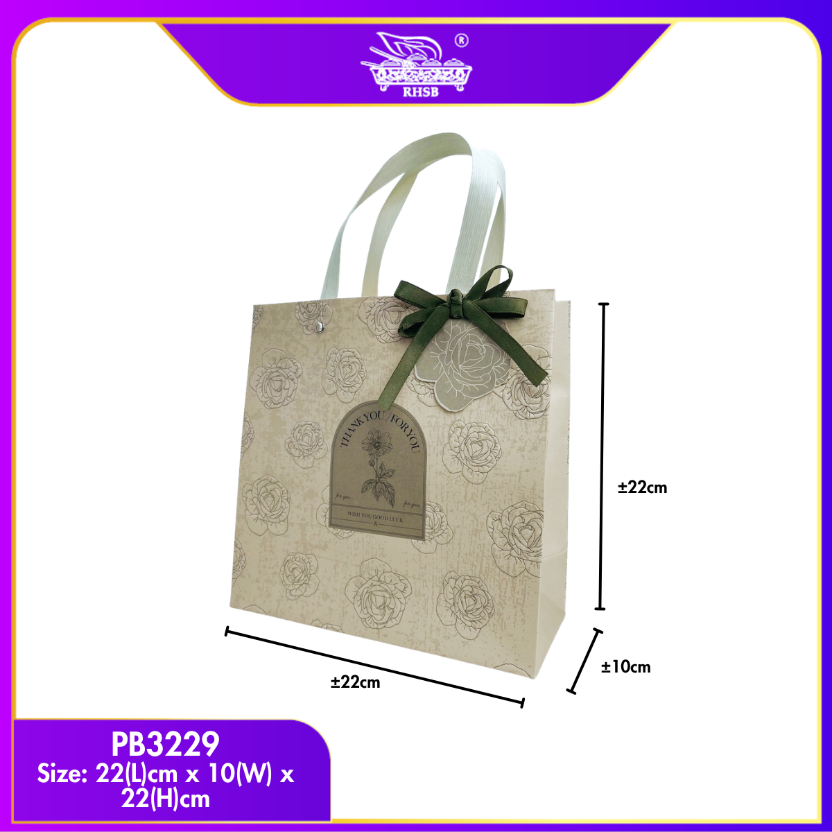 [1PC] Beg Kertas Premium Special Thanks Ribbon Handle Bag PB3196-PB3198