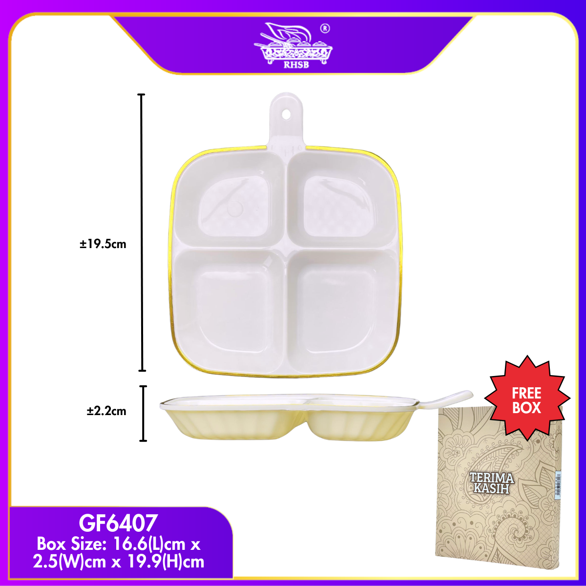 [10 SET] Doorgift Kahwin Pinggan Petak 4 Bahagian | Tray Sos Buah Kuih Snek Hidangan Tetamu GF6407-GF6408