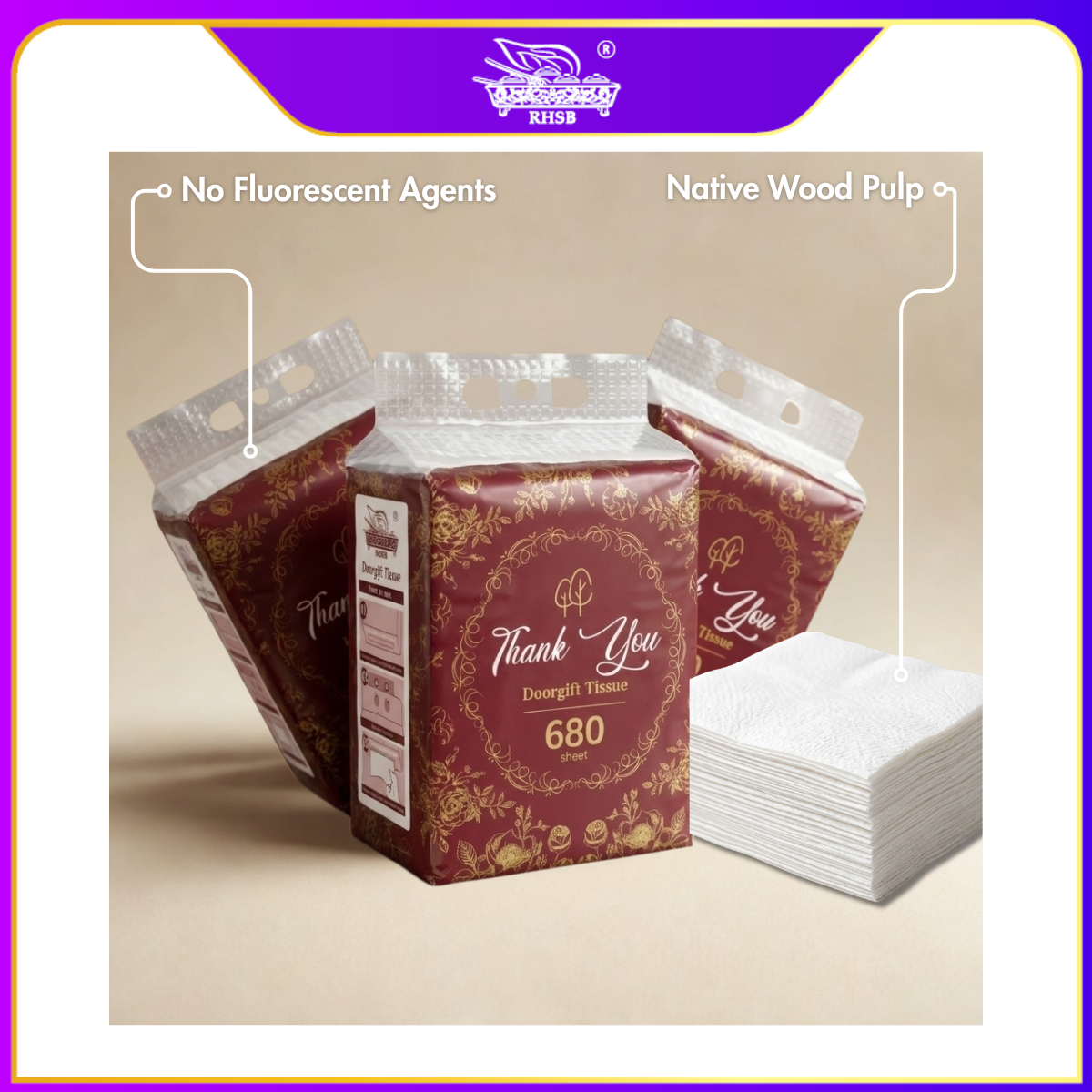 [30 PKT] Tisu Muka Gantung 4 Ply Tebal 680 Helai | Tisu Kenduri Saiz Besar | Sesuai Doorgift Kahwin