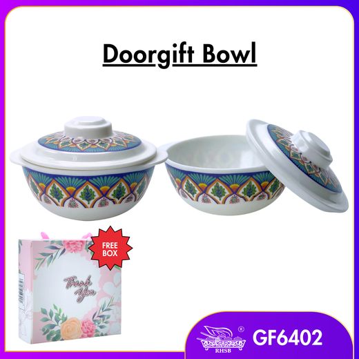 [10 SET] Doorgift Kahwin Popular | Mangkuk Bertudung Melamin  4” + Free Box | Cenderahati Tetamu Kenduri GF6402