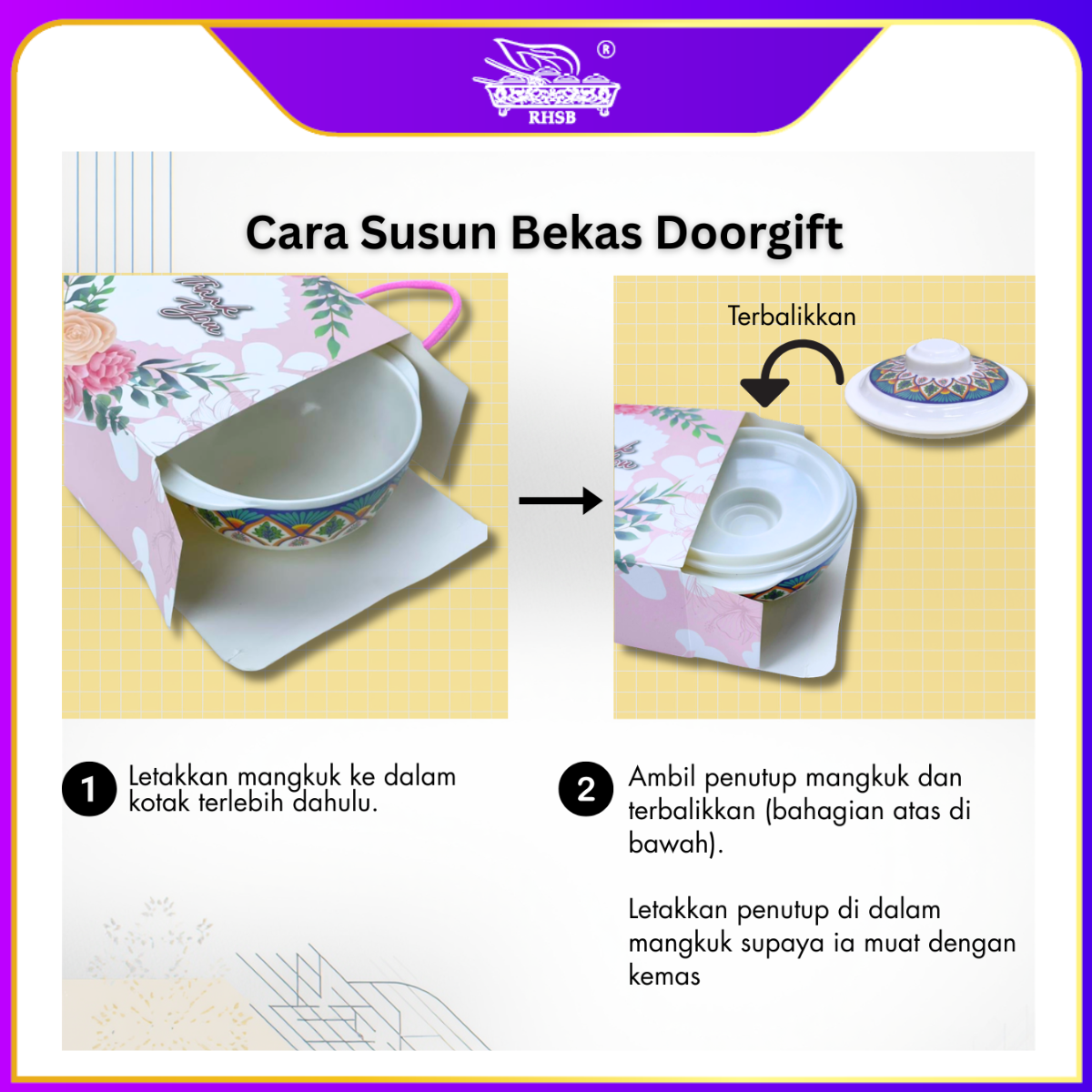 [10 SET] Doorgift Kahwin Popular | Mangkuk Bertudung Melamin  4” + Free Box | Cenderahati Tetamu Kenduri GF6402