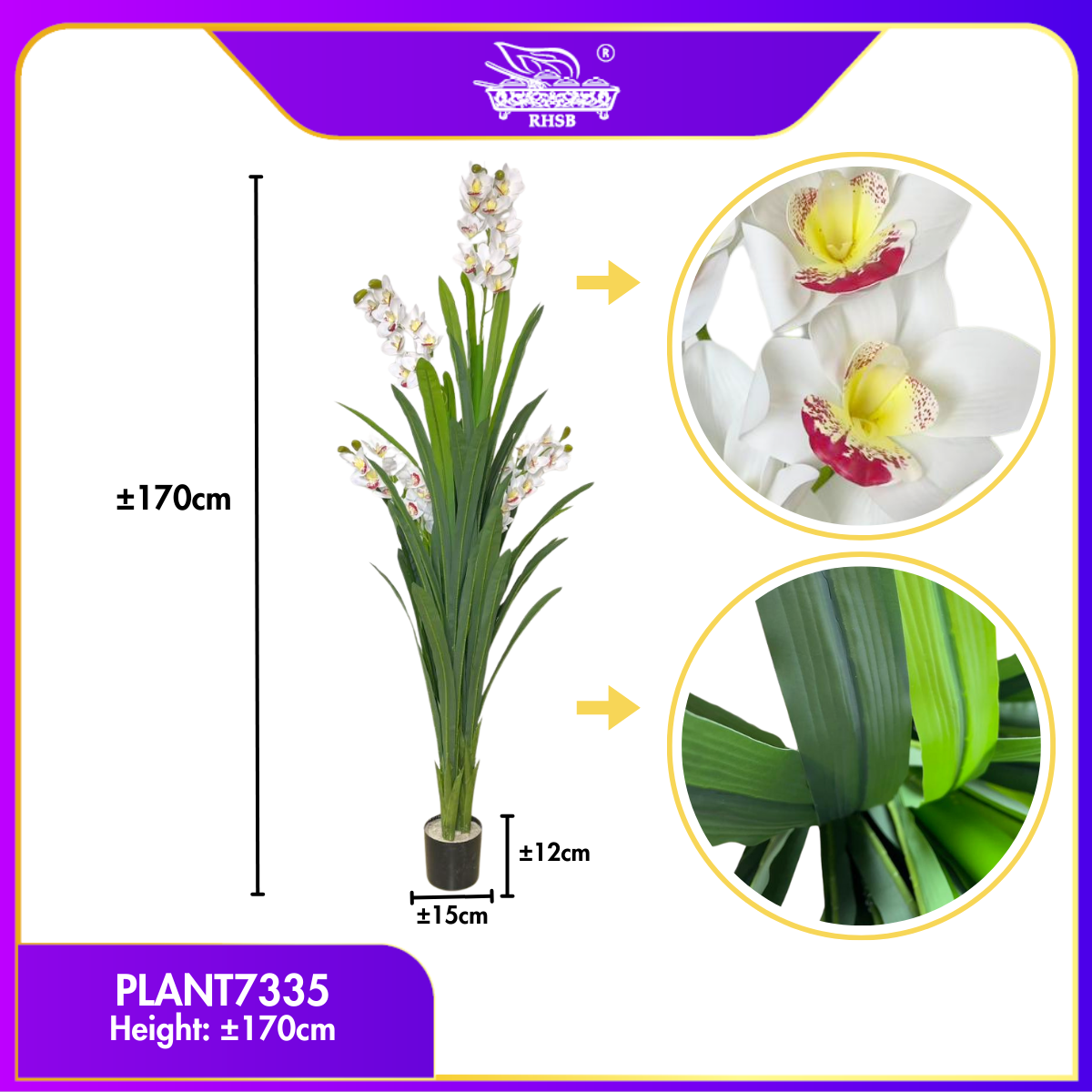[1 PC] 170CM Artificial Orchid Plant / Pokok Orkid / Bunga Orkid Hiasan Rumah / Pokok Hiasan PLANT7335