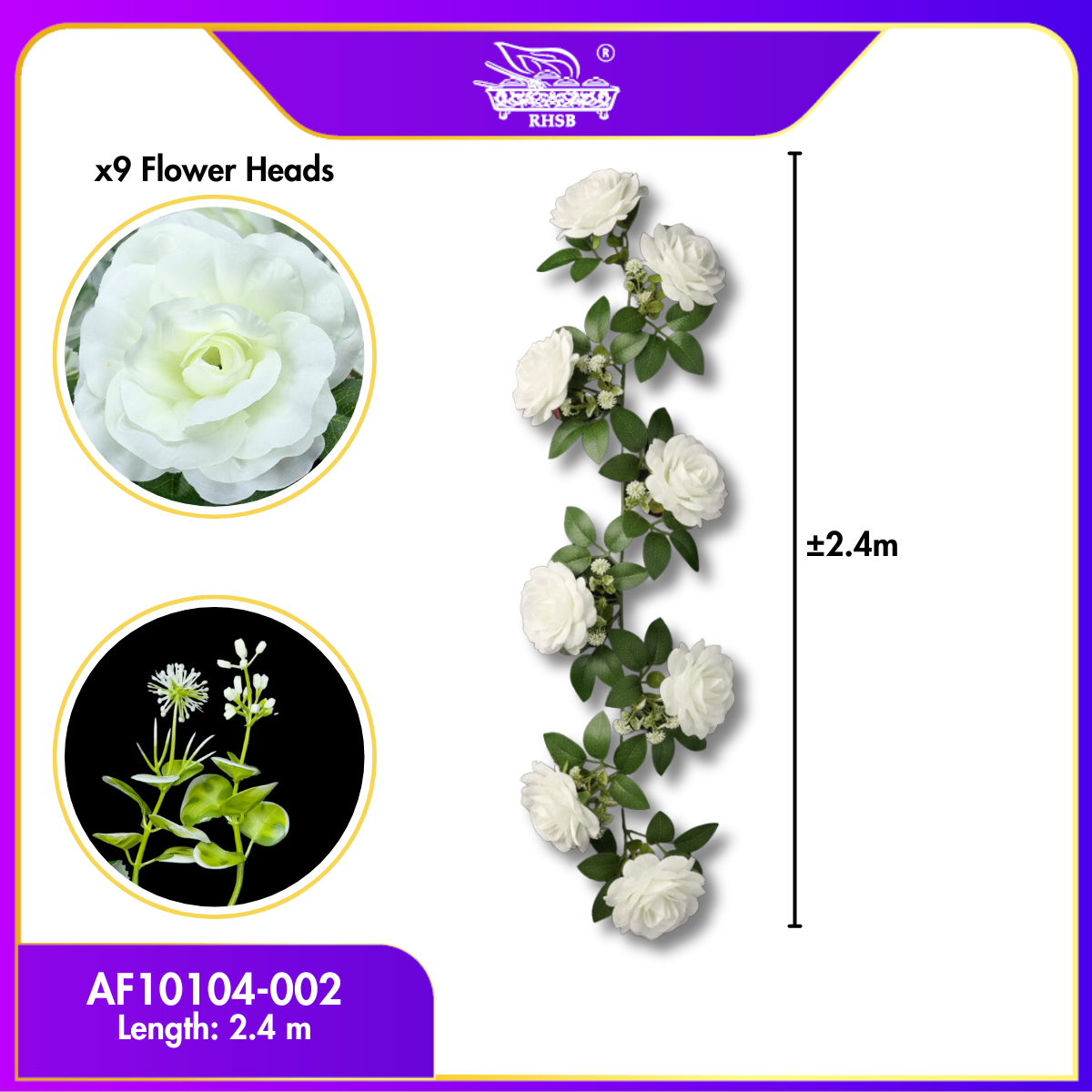[1 PC] 2.4M Artificial Rose Flower Vine | Bunga Rose Tiruan Menjalar Hiasan Kahwin Pelamin Dinding
