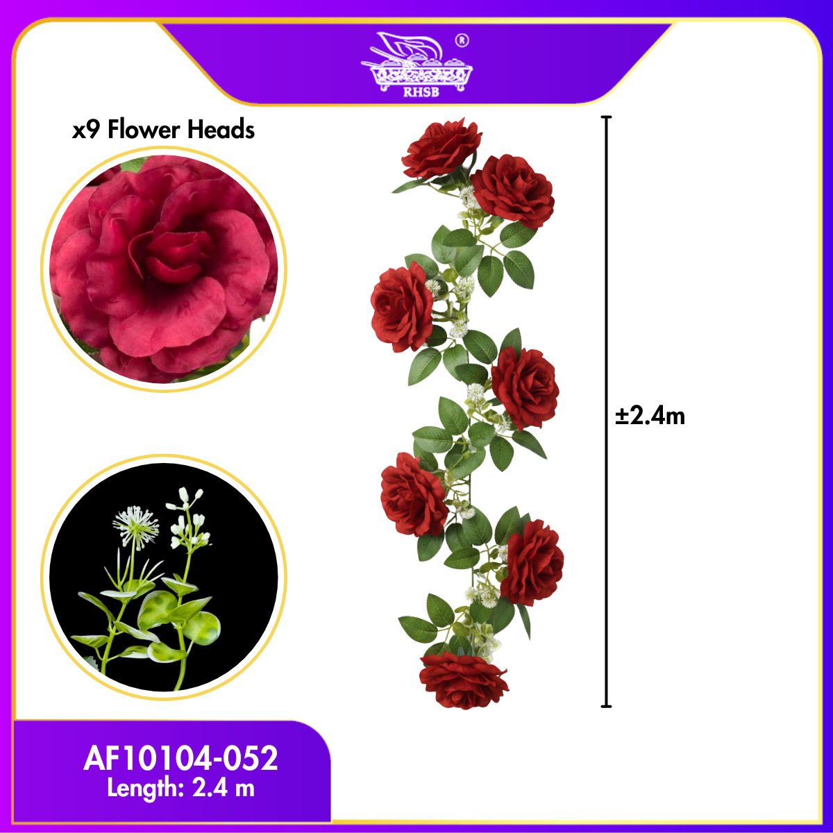 [1 PC] 2.4M Artificial Rose Flower Vine | Bunga Rose Tiruan Menjalar Hiasan Kahwin Pelamin Dinding