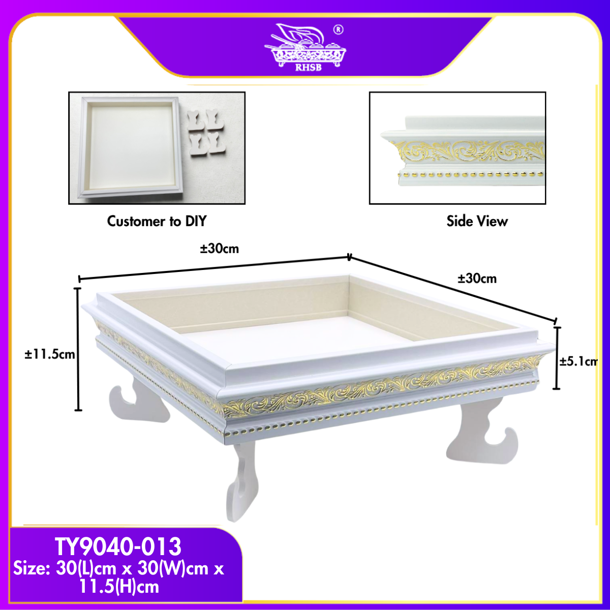 [1 PC] Dulang Hantaran Kayu Elegant Premium | Wooden Tray Gold Black White Kayu | Kahwin Nikah Tunang Murah Cantik MY