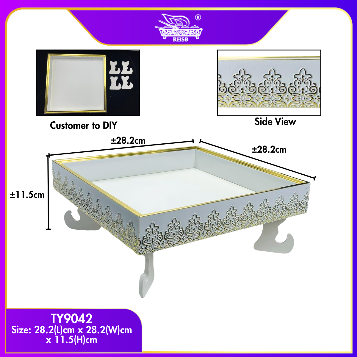 [1 PC] Dulang Hantaran Kayu Elegant Premium | Wooden Tray Gold Black White Kayu | Kahwin Nikah Tunang Murah Cantik MY