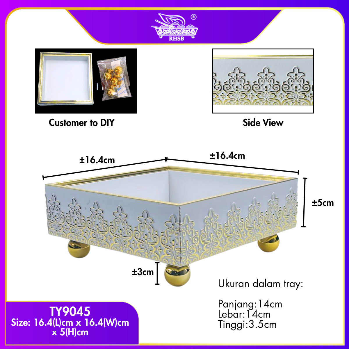 [1 PC] Dulang Hantaran Kayu Elegant Premium | Wooden Tray Gold Black White Kayu | Kahwin Nikah Tunang Murah Cantik MY