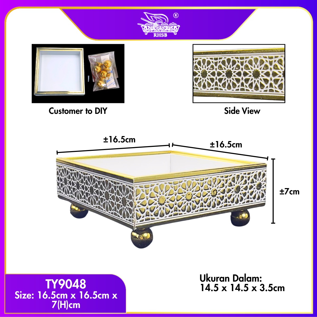 [1 PC] Dulang Hantaran Kayu Elegant Premium | Wooden Tray Gold Black White Kayu | Kahwin Nikah Tunang Murah Cantik MY