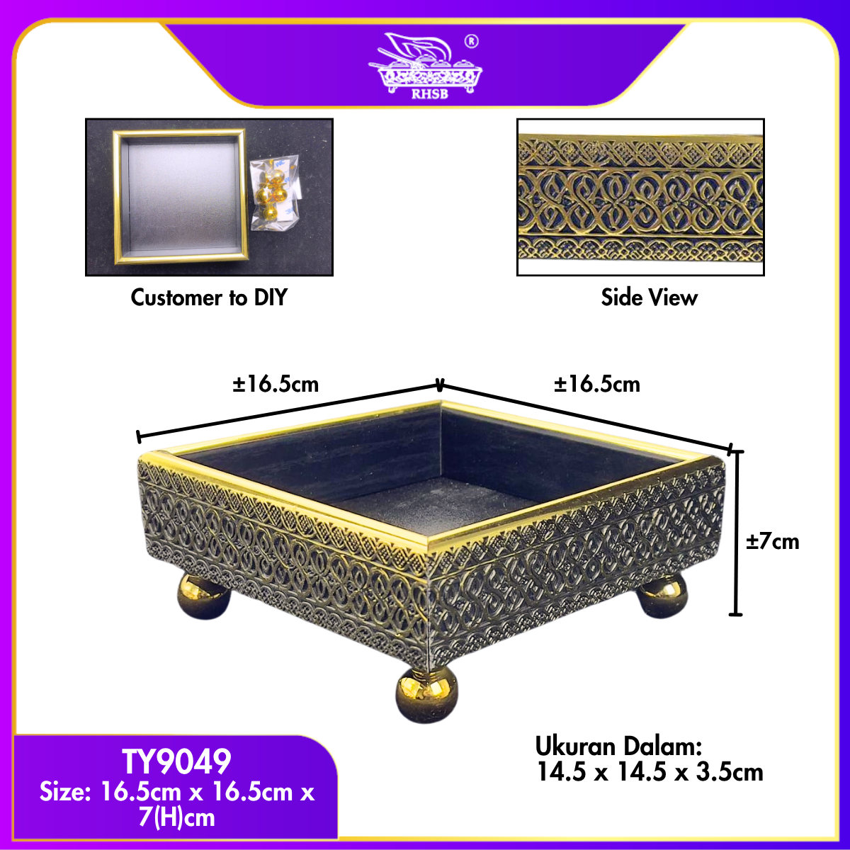 [1 PC] Dulang Hantaran Kayu Elegant Premium | Wooden Tray Gold Black White Kayu | Kahwin Nikah Tunang Murah Cantik MY