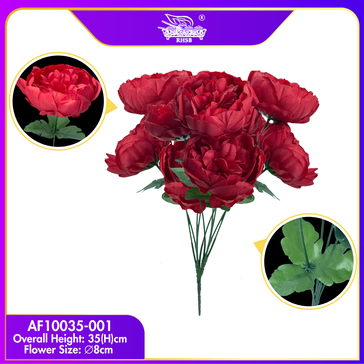 [1PC] Artificial Peony Bouquet 5 Heads | Bunga Peony Tiruan Jumbo | Home, Office & Wedding Floral Decor AF10035