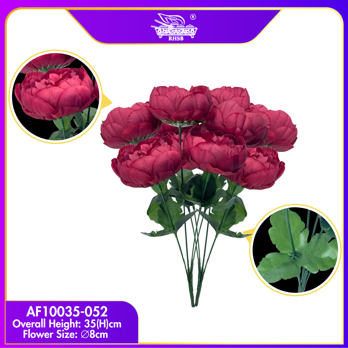[1PC] Artificial Peony Bouquet 5 Heads | Bunga Peony Tiruan Jumbo | Home, Office & Wedding Floral Decor AF10035