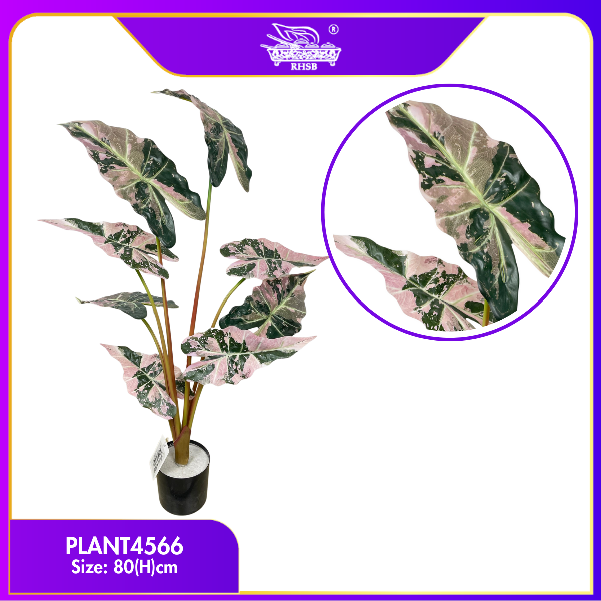 [1PC] 80CM Artificial Caladium Plant with Pot/Pokok Keladi Tiruan/Pokok Hiasan Rumah/Premium Artificial Plant Decoration PLANT4563-4567