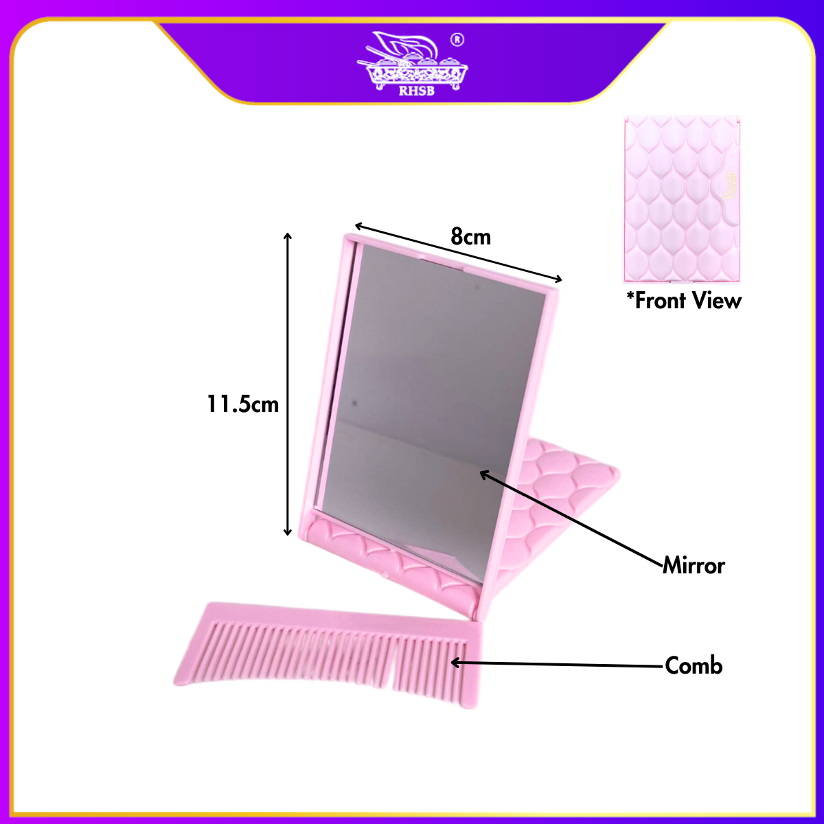 1SET DOORGIFT MAKEUP MIRROR/ SMALL POCKET MIRROR WITH COMB/ DOORGIFT CERMIN MUKA/ MINI FOLDABLE TRAVEL MIRROR/GF6291